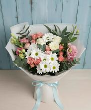 Букет цветов из:  Розы, Лизиантусы и Хризантемы в Шатск Тульская область