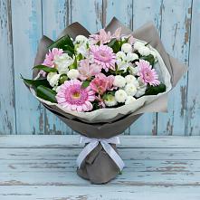 Букет цветов из:  Герберы, Альстромерии и Хризантемы в Шатск Тульская область