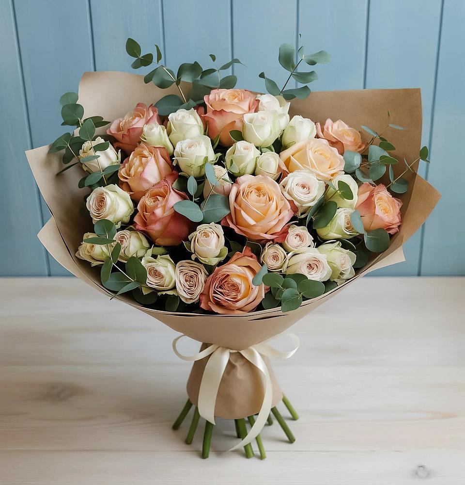 Букет цветов из: Альстромерии и Розы в Шатск Тульская область