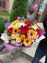 Букет цветов из:  Герберы, Ромашки, Хризантемы, Розы и Подсолнухи #REPLACE_PRED# Шатск Тульская область