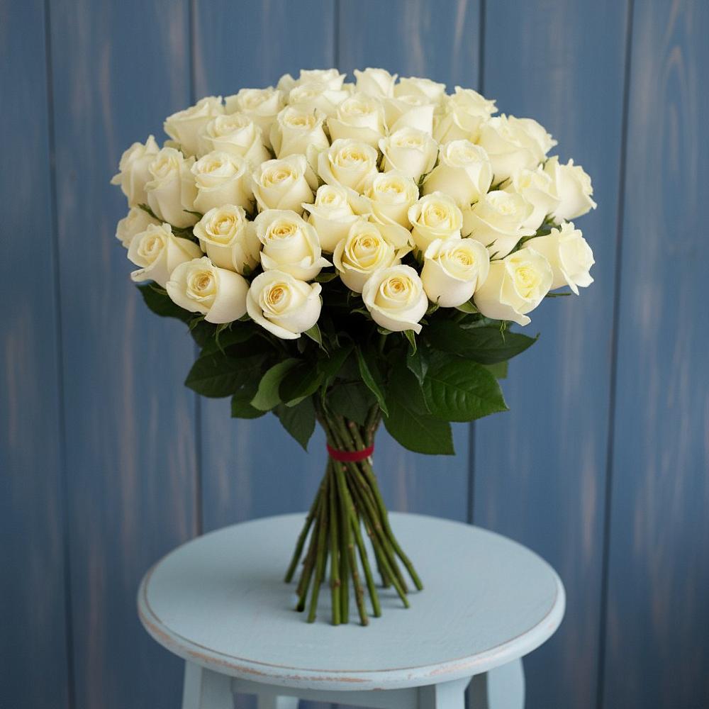 Букет 51 Белая роза Эдлесс Лав в Шатск Тульская область