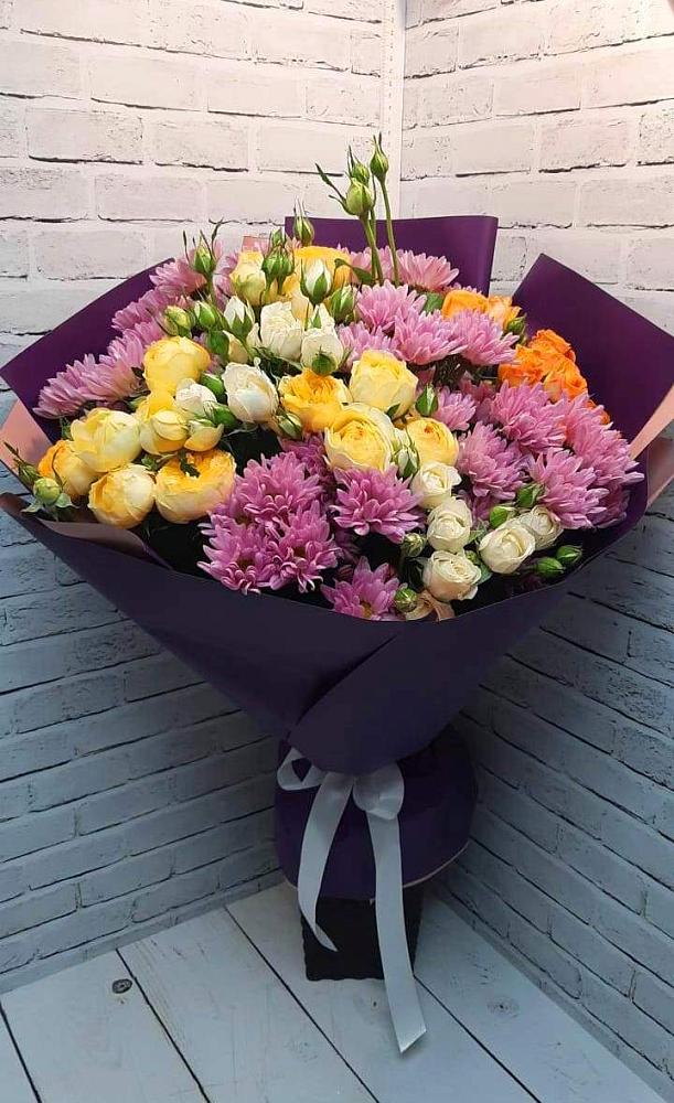 Букет цветов из: Хризантемы и Розы в Шатск Тульская область
