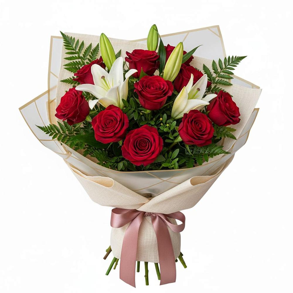 Букет цветов из: Лилии и Розы в Шатск Тульская область