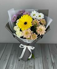 Букет цветов из:  Розы, Герберы и Хризантемы в Шатск Тульская область