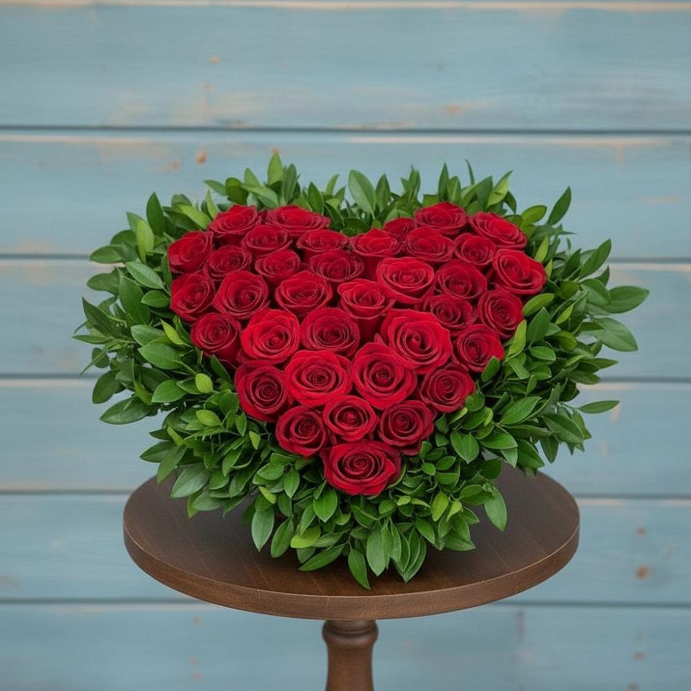 Цветочная композиция из Розы в виде сердца в Шатск Тульская область