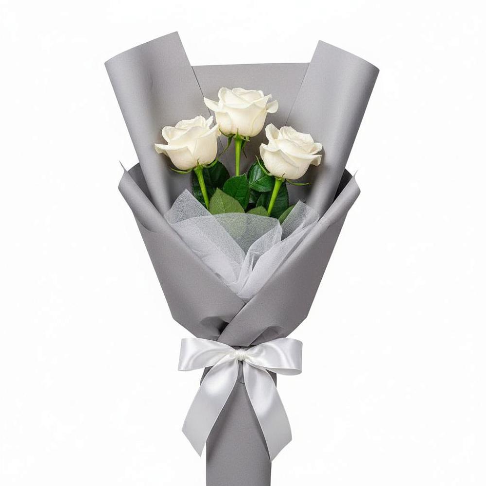 Букет 3 белые розы в Шатск Тульская область