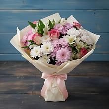Букет цветов из:  Хризантемы, Альстромерии и Розы в Шатск Тульская область
