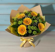 Букет цветов из:  Герберы и Хризантемы в Шатск Тульская область