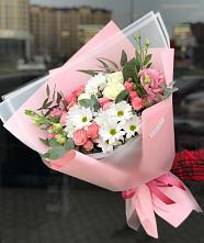 Букет цветов из:  Розы, Лизиантусы и Хризантемы в Шатск Тульская область