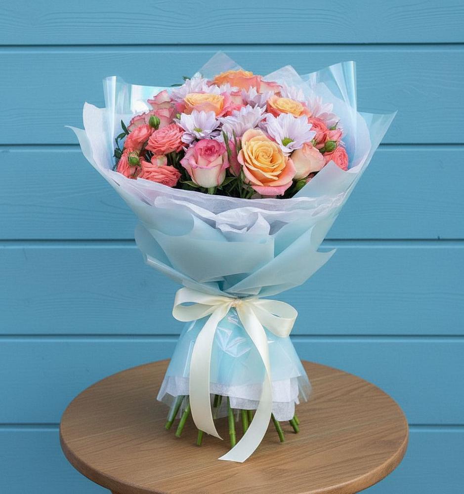 Букет цветов из: Хризантемы и Розы в Шатск Тульская область