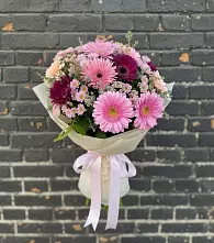 Букет цветов из:  Герберы и Хризантемы в Шатск Тульская область