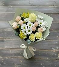 Букет цветов из:  Альстромерии, Розы и Хризантемы в Шатск Тульская область