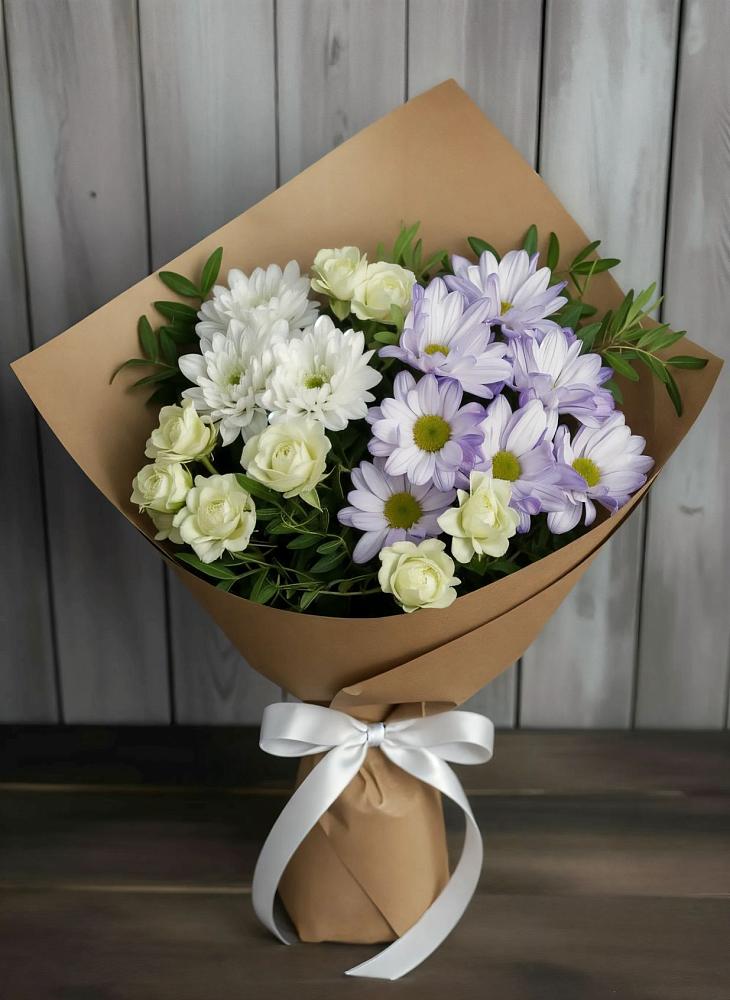 Букет цветов из: Хризантемы и Розы в Шатск Тульская область
