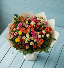 Букет Микс из разноцветных кустовых роз в Шатск Тульская область